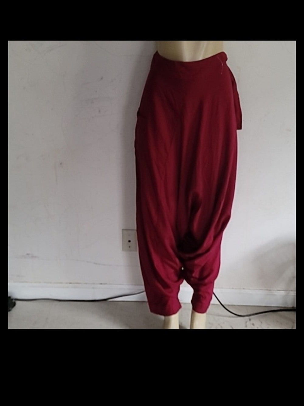 Wide Leg Harem Pants in Deep Burgundy